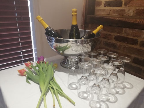 champagne and flowers